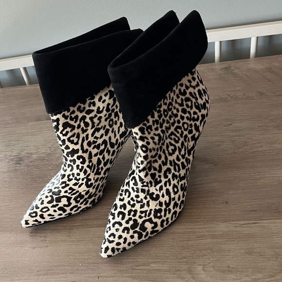 Marc Fisher Ltd. Fifily Snow Leopard Calf Hair Ankle Booties - Picture 3 of 11